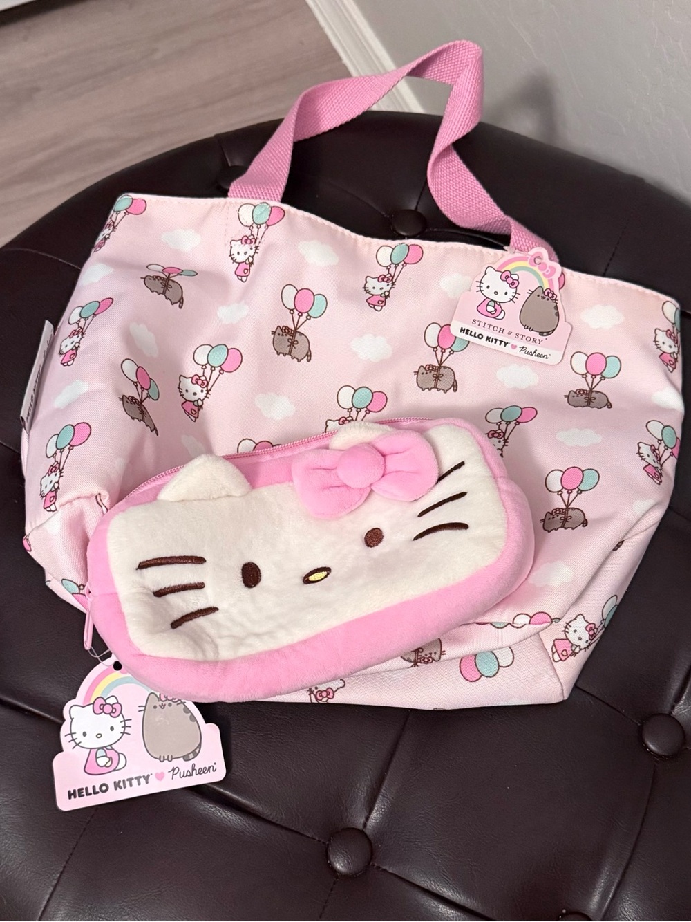 Hello kitty x pusheen tote and pouch bundle